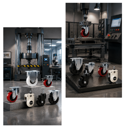 caster wheels in testing area